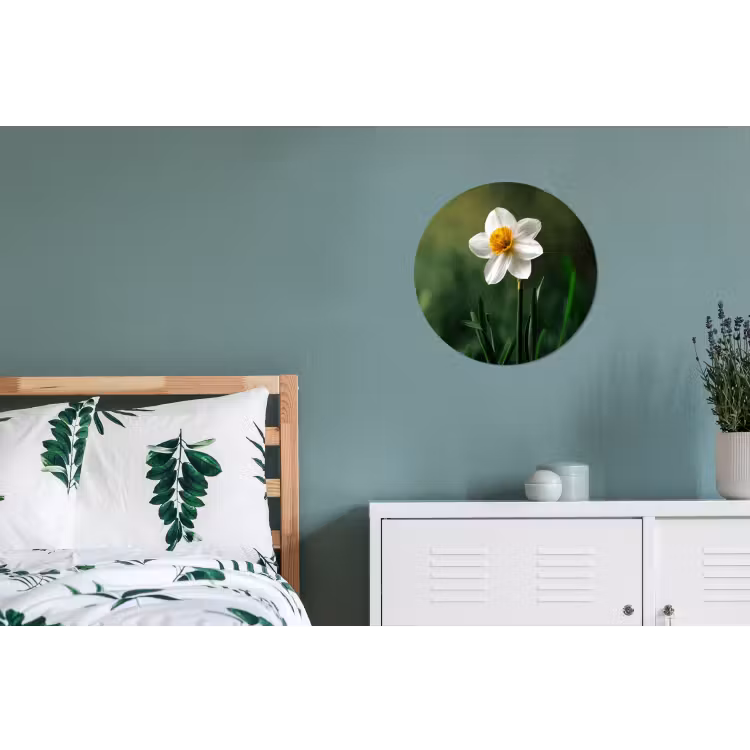Wandcirkel - Aluminium - Narcis - Bloem - Wit - Grassprieten — 4