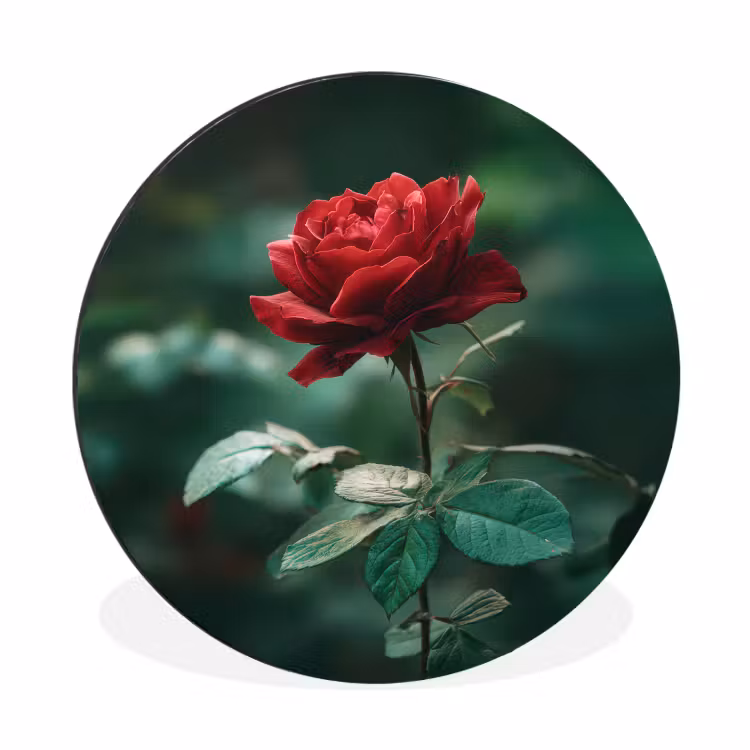 Wandcirkel - Aluminium - Roos - Bladeren - Dieprood — 1