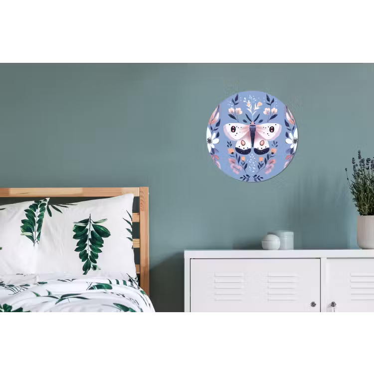 Wandcirkel - Aluminium - Vlinder - Vleugels - Stippen - Bloemen — 4