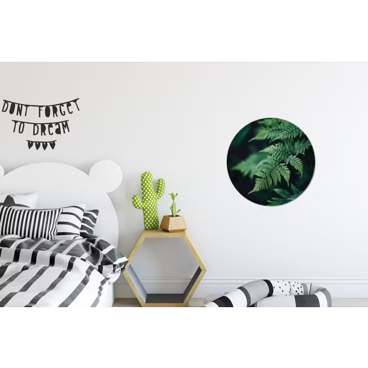 Wandcirkel - Aluminium - Varenblad - Groen - Structuur - Wazig — 5