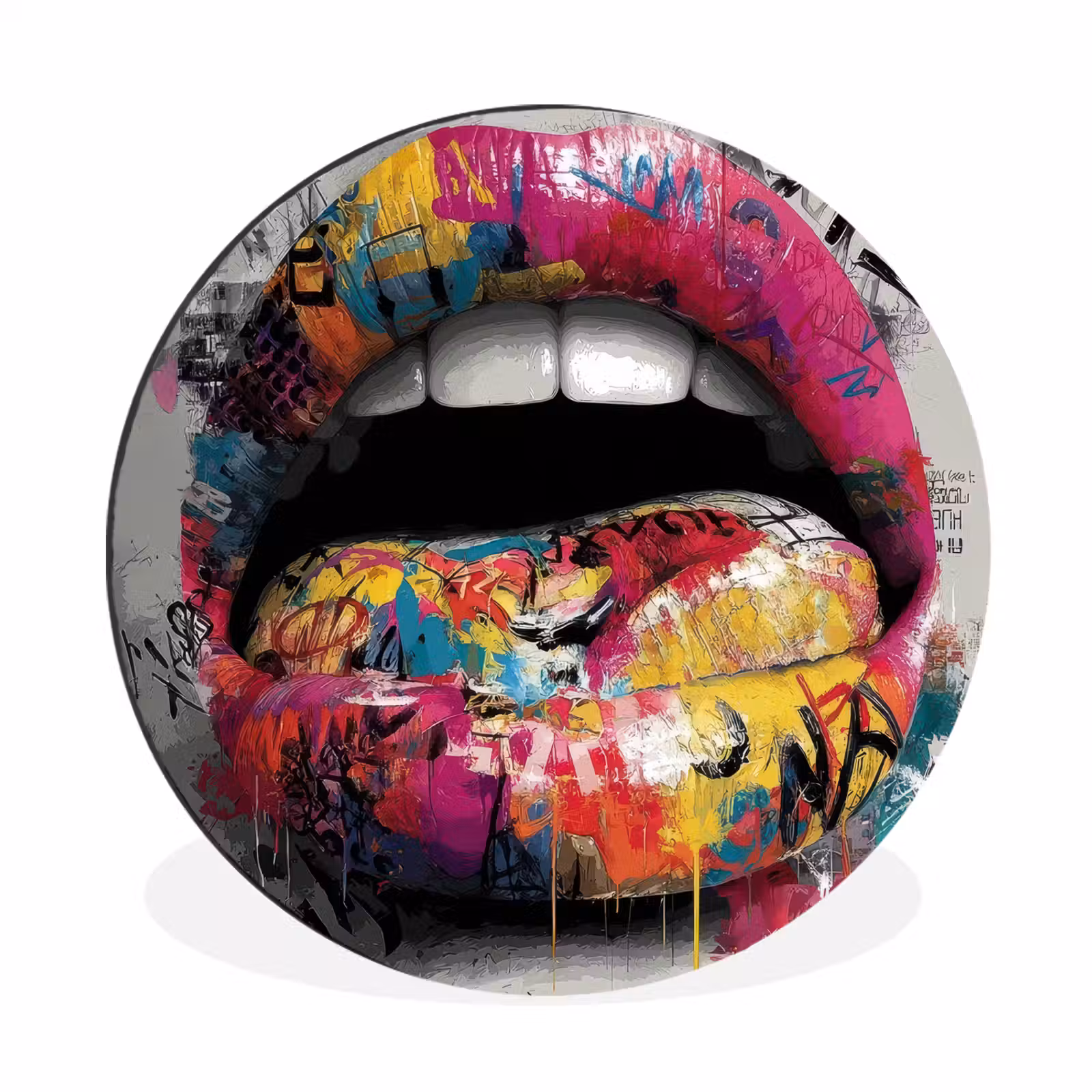 Wandcirkel - Aluminium - Lippen - Graffiti - Expressief — 1