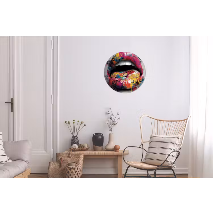 Wandcirkel - Aluminium - Lippen - Graffiti - Expressief — 2