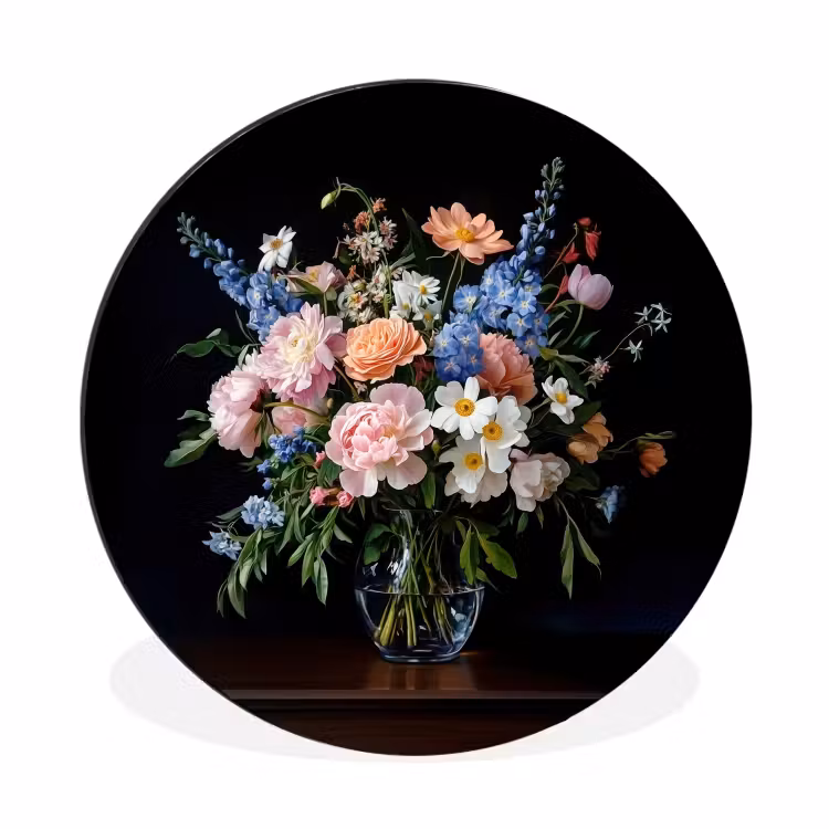 Wandcirkel - Aluminium - Pastel - Bloemen - Glazen - Vaas — 1