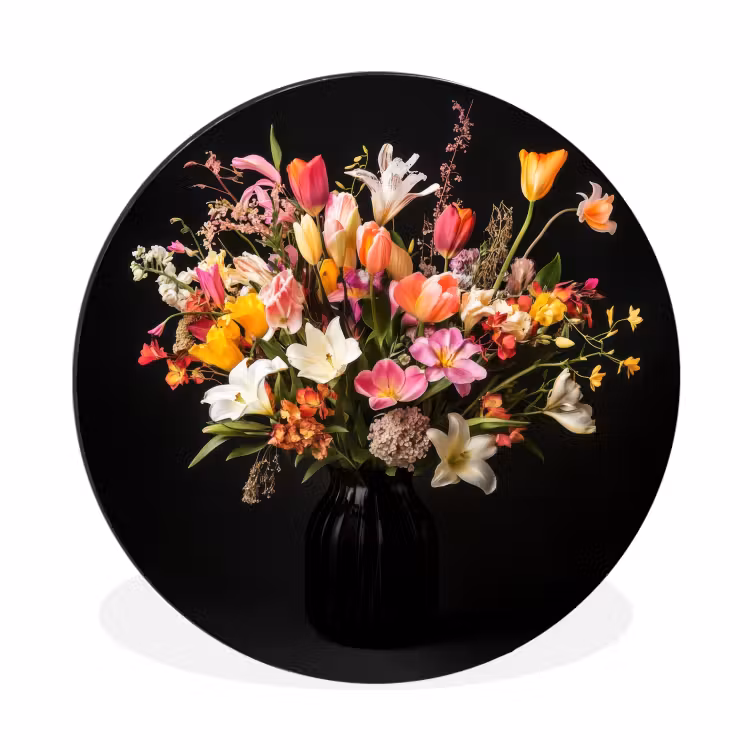Wandcirkel - Aluminium - Vaas - Bloemen - Tulpen — 1