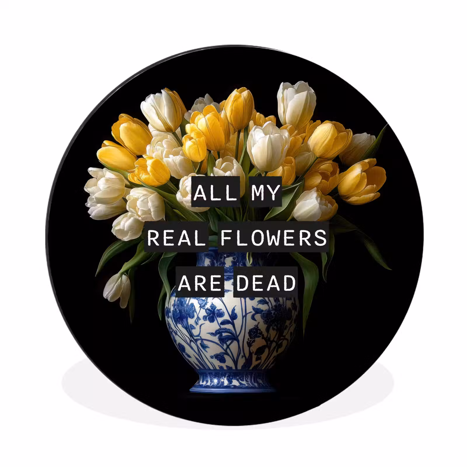 Wandcirkel - Aluminium - Quotes - Bloem - Tulp - Geel — 1
