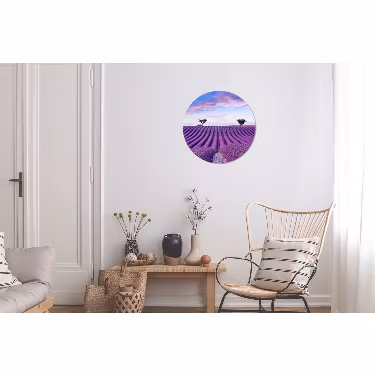 Wandcirkel - Aluminium - Lavendel - Natuur - Paars - Bomen - Bloemen — 2