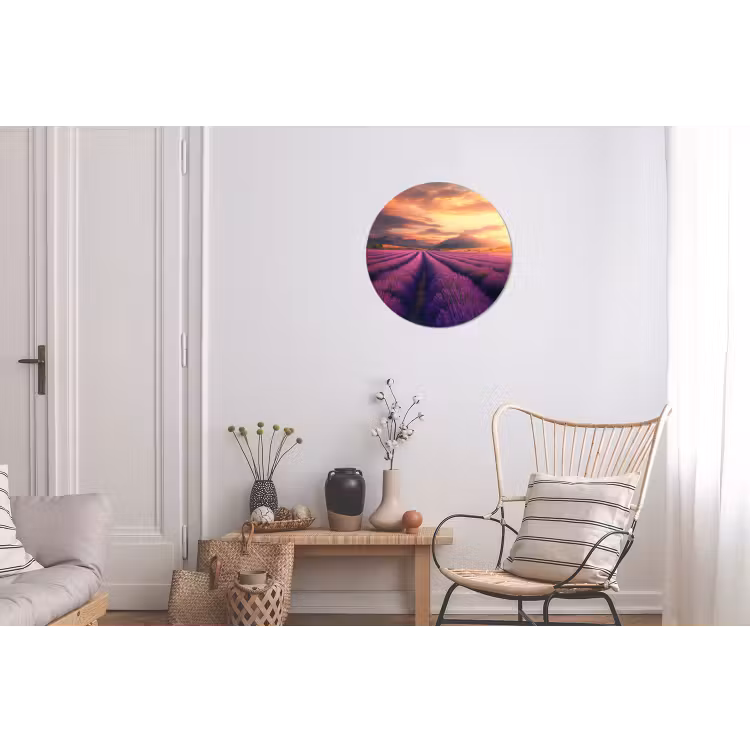 Wandcirkel - Aluminium - Lavendelveld - Zonsondergang - Paars — 2