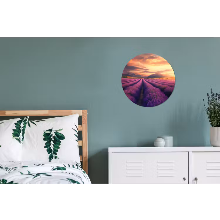 Wandcirkel - Aluminium - Lavendelveld - Zonsondergang - Paars — 4
