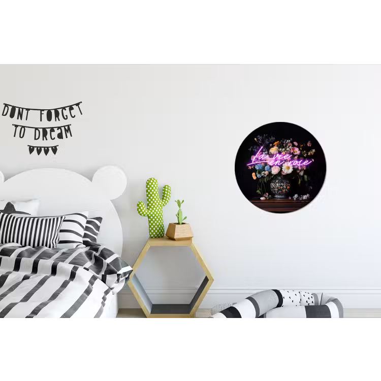 Wandcirkel - Aluminium - Neon - Vaas - Bloemen — 5
