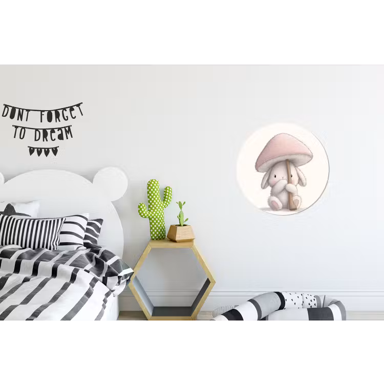 Wandcirkel - Aluminium - Paddenstoel - Konijn - Roze — 5