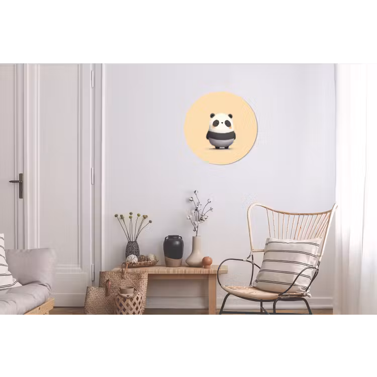 Wandcirkel - Aluminium - Panda - Beige - Minimalistisch — 2