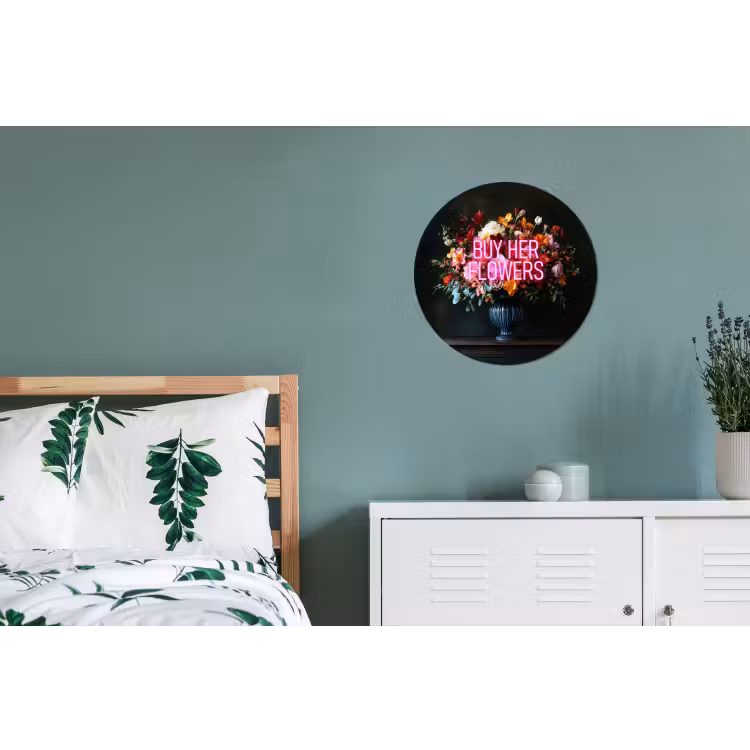Wandcirkel - Aluminium - Quote - Bloemen - Vaas - Neon — 4