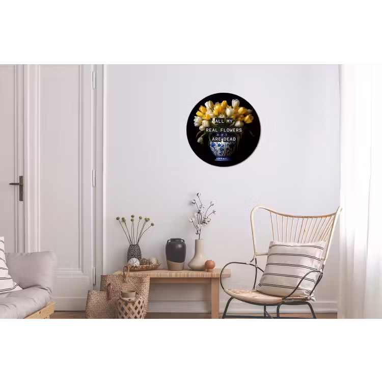 Wandcirkel - Aluminium - Quotes - Bloem - Tulp - Geel — 2