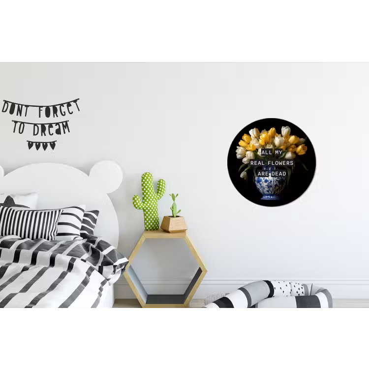 Wandcirkel - Aluminium - Quotes - Bloem - Tulp - Geel — 5