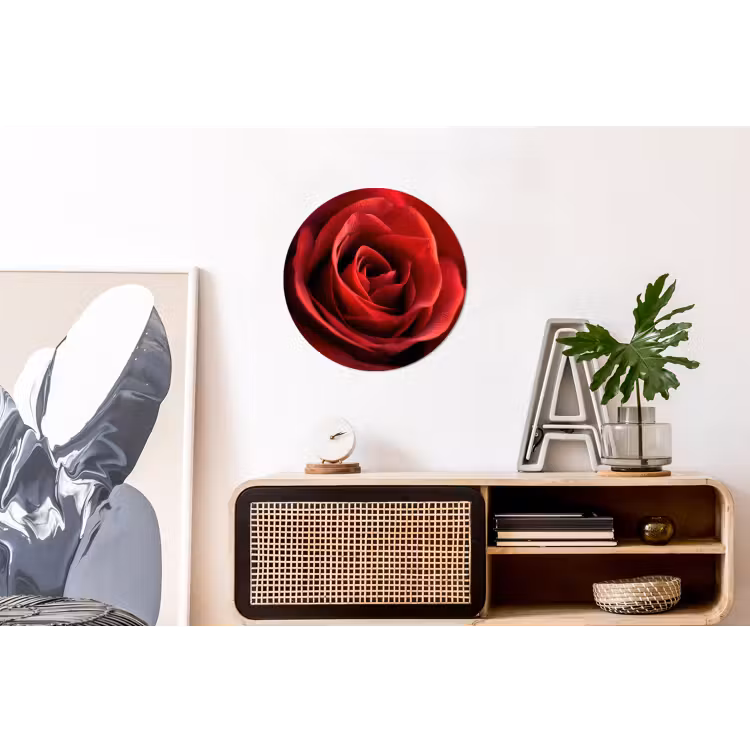 Wandcirkel - Aluminium - Rood - Roos - Romantisch — 3