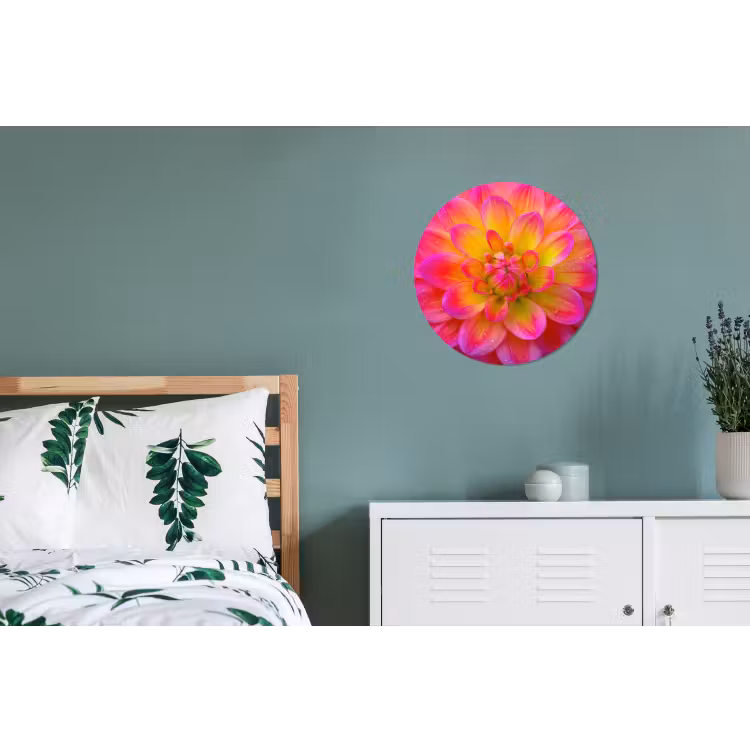 Wandcirkel - Aluminium - Roze - Dahlia - Kleurrijk — 4