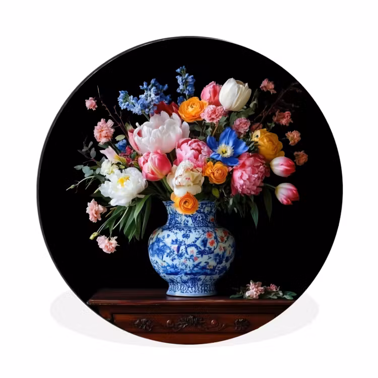 Wandcirkel - Aluminium - Rozen - Bloemen - Vaas - Boeket — 1