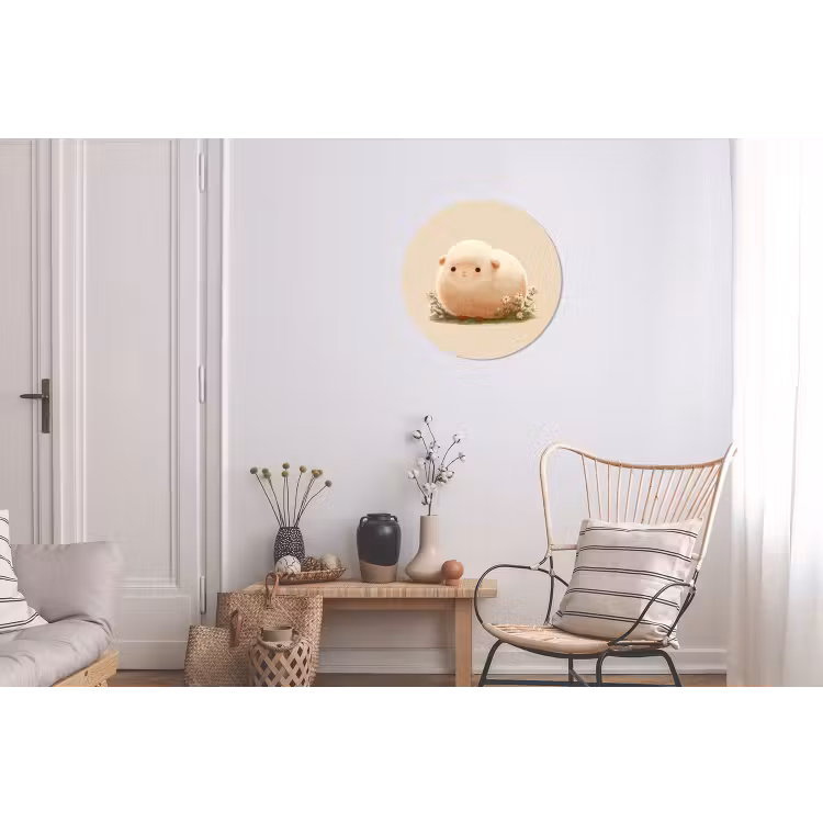 Wandcirkel - Aluminium - Schaap - Beige - Bloemen — 2
