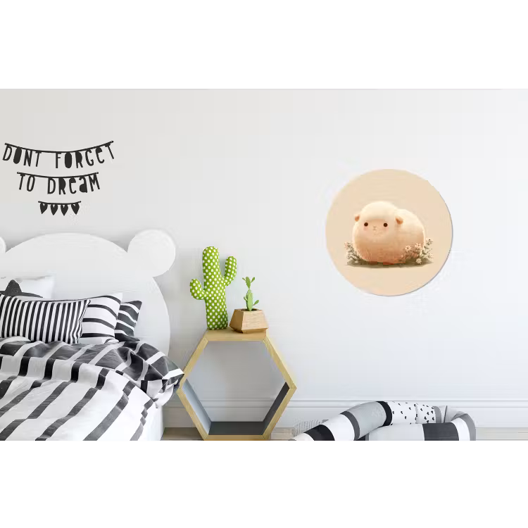 Wandcirkel - Aluminium - Schaap - Beige - Bloemen — 5