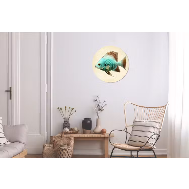 Wandcirkel - Aluminium - Schubben - Vis - Mint - Minimalistisch — 2