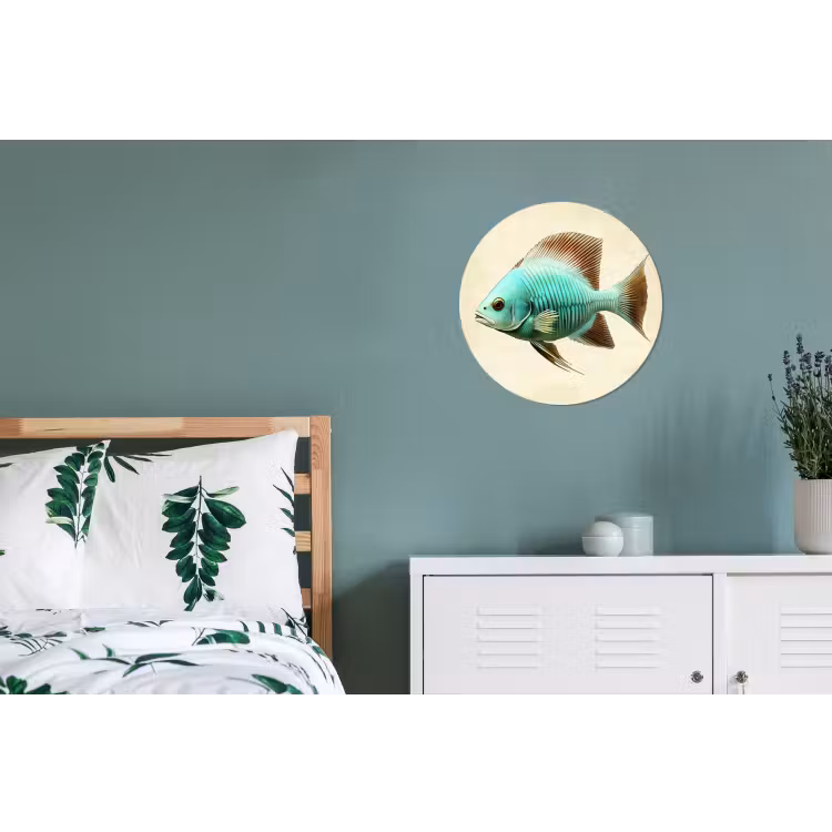 Wandcirkel - Aluminium - Schubben - Vis - Mint - Minimalistisch — 4