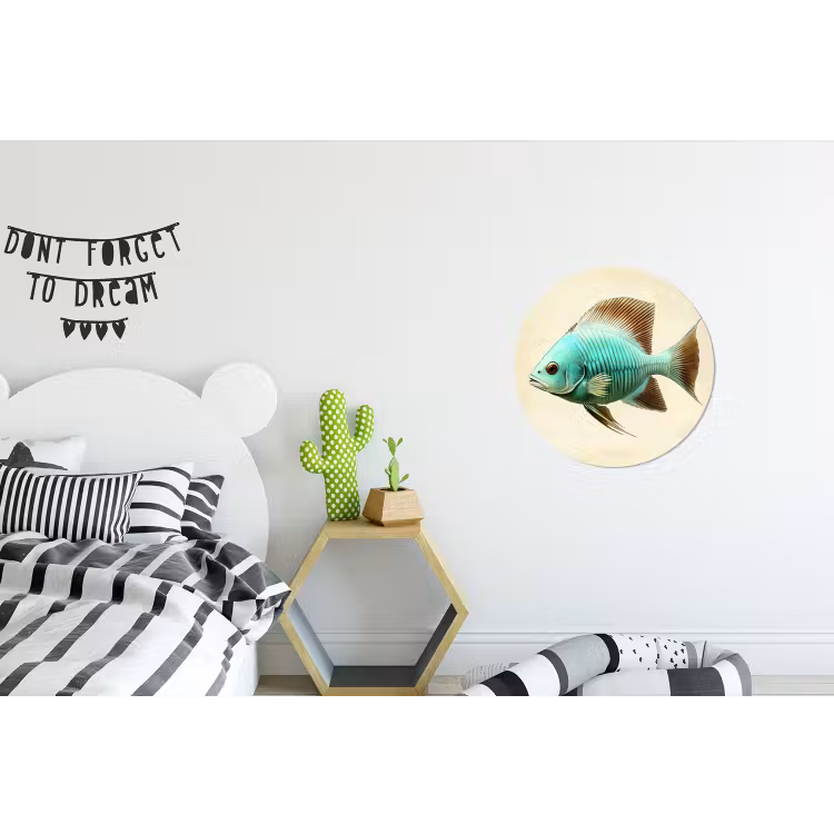 Wandcirkel - Aluminium - Schubben - Vis - Mint - Minimalistisch — 5