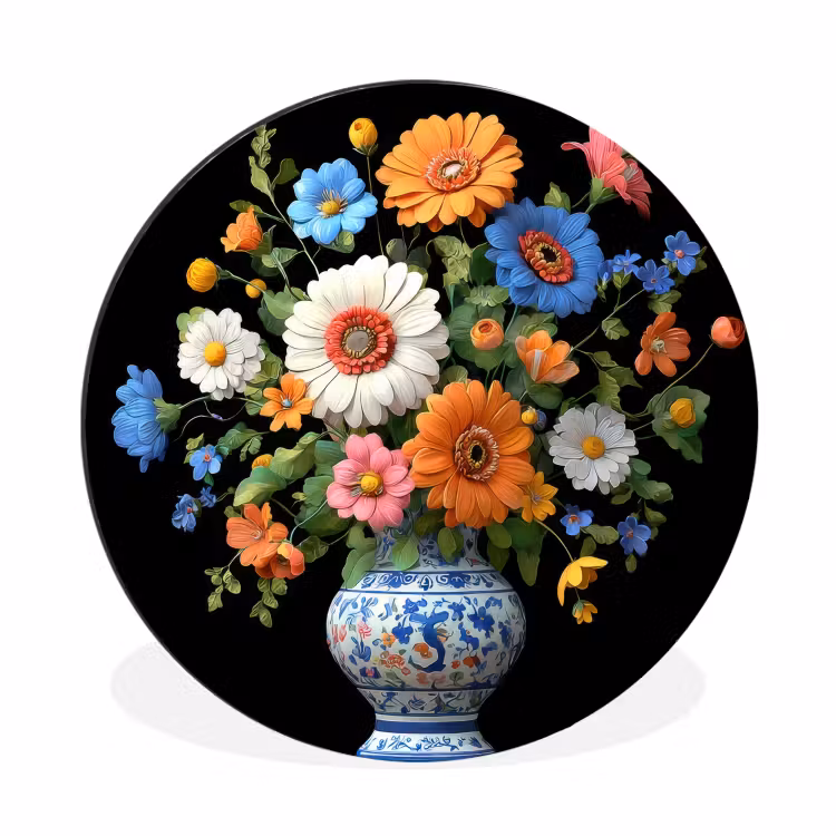 Wandcirkel - Aluminium - Vaas - Boeket - Bloemen - Kleur — 1