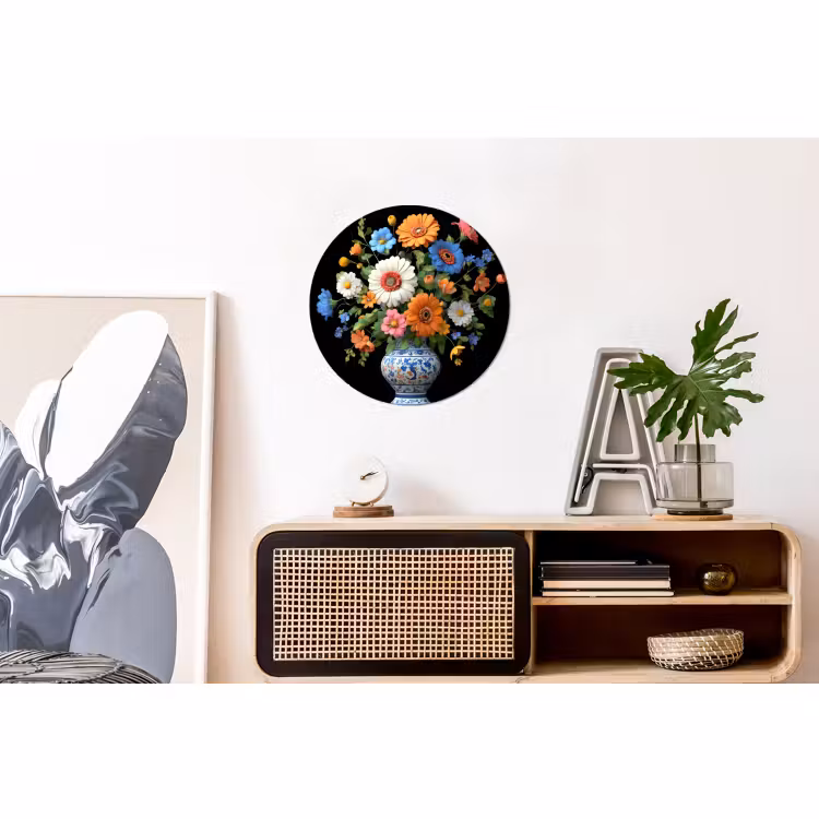 Wandcirkel - Aluminium - Vaas - Boeket - Bloemen - Kleur — 3