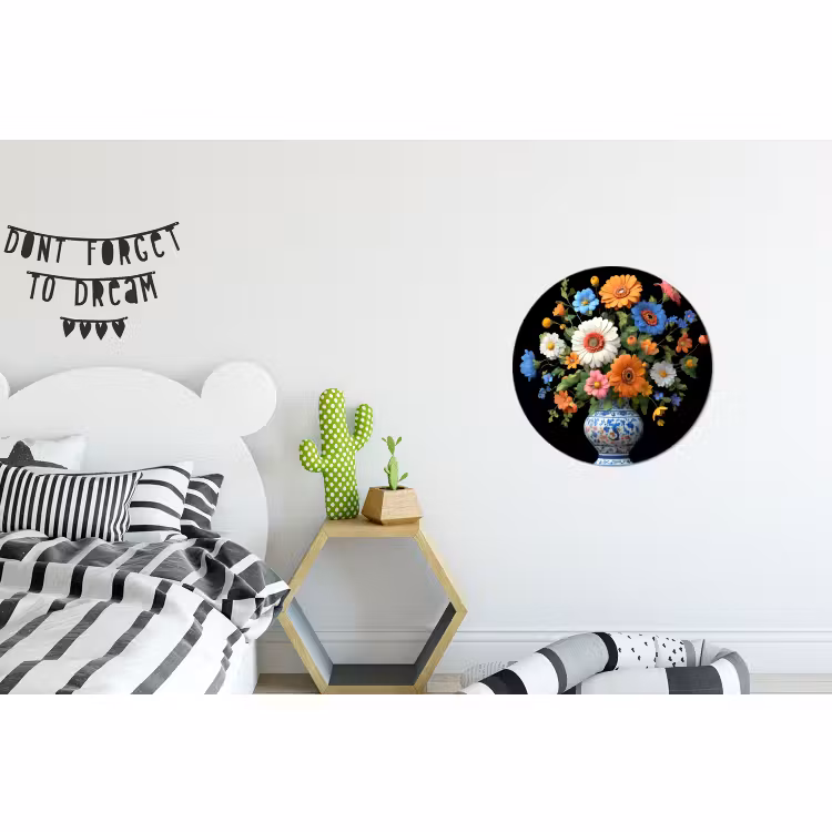 Wandcirkel - Aluminium - Vaas - Boeket - Bloemen - Kleur — 5