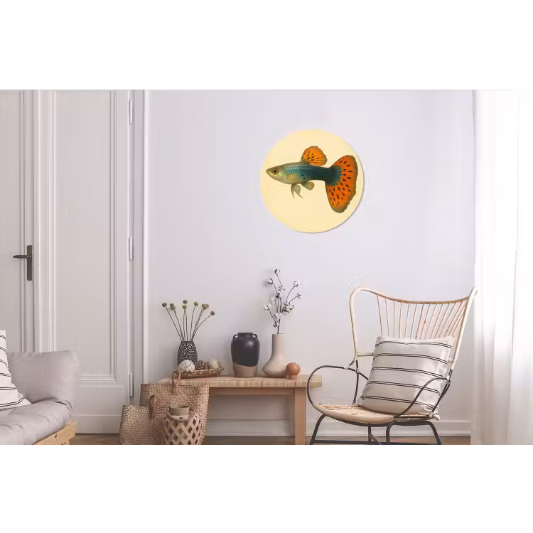 Wandcirkel - Aluminium - Vis - illustratie - Stippen - Oranje — 2