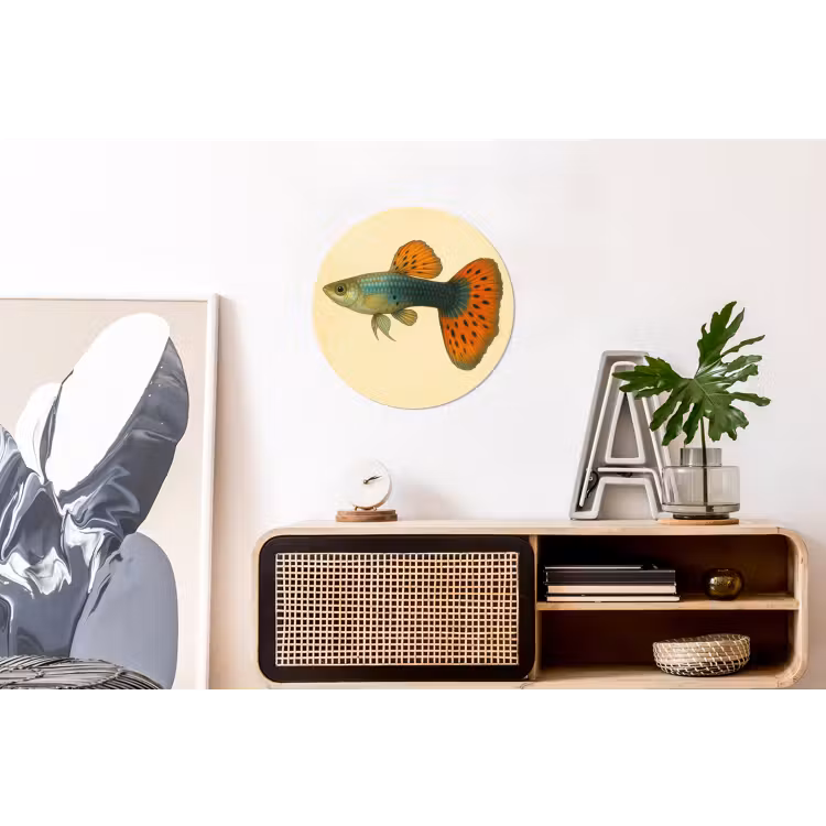 Wandcirkel - Aluminium - Vis - illustratie - Stippen - Oranje — 3