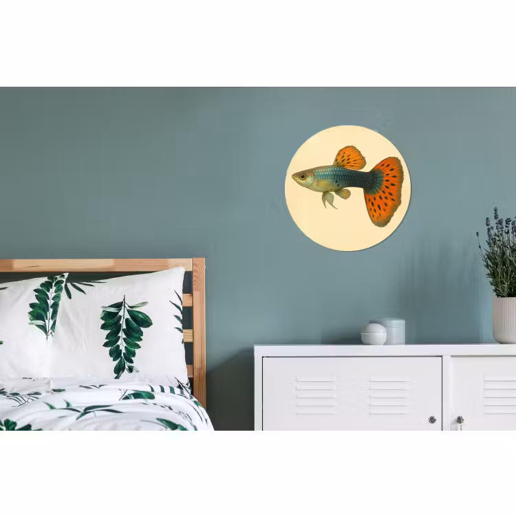 Wandcirkel - Aluminium - Vis - illustratie - Stippen - Oranje — 4
