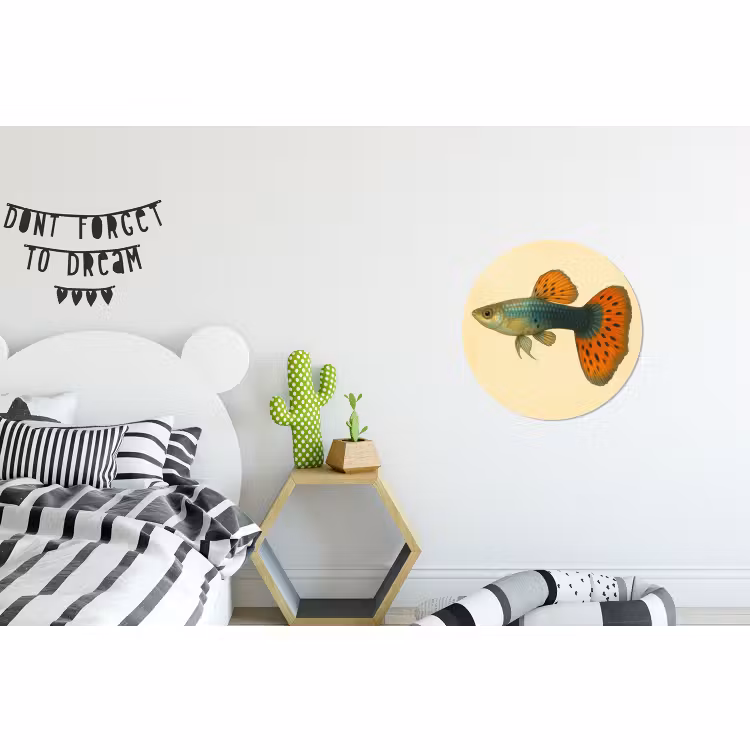 Wandcirkel - Aluminium - Vis - illustratie - Stippen - Oranje — 5