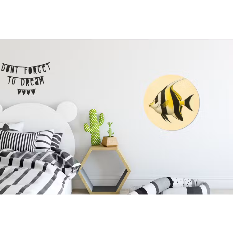 Wandcirkel - Aluminium - Vis - Sierlijk - Rugvin - Geel — 5