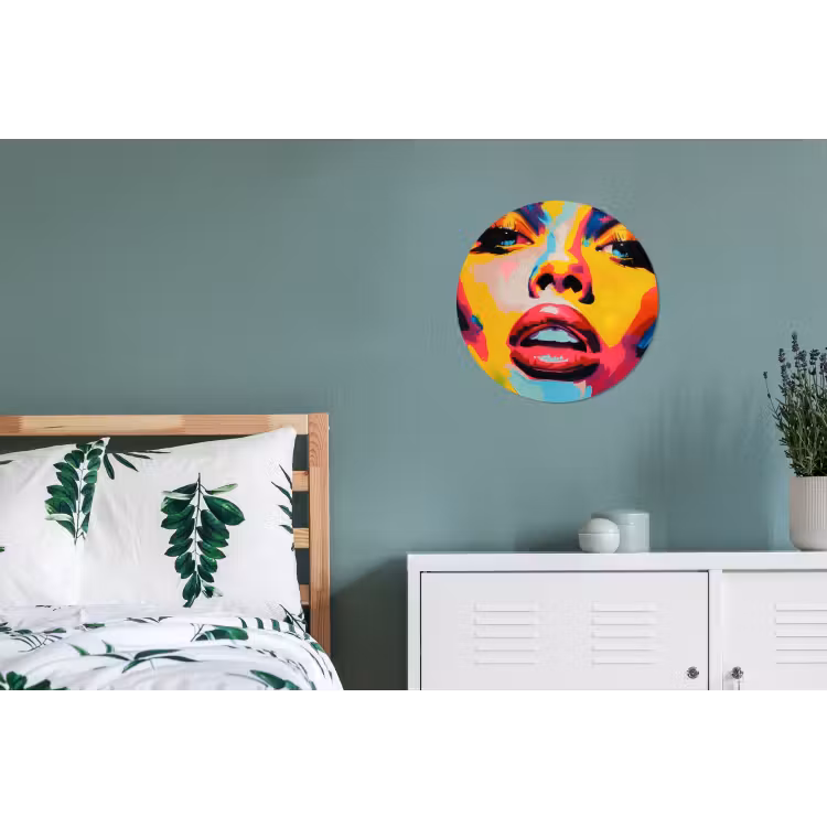 Wandcirkel - Aluminium - Vrouw - Gezicht - Kleurrijk — 4