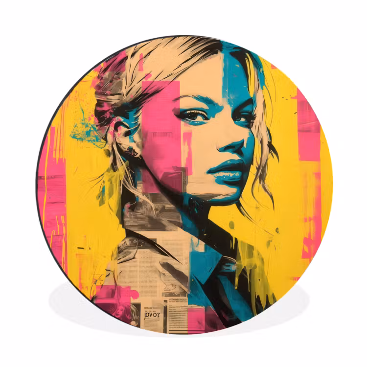 Wandcirkel - Aluminium - Vrouw - Verfstrepen - Gekleurd — 1