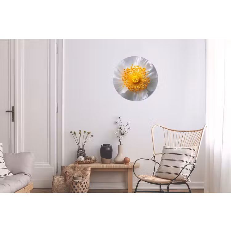 Wandcirkel - Aluminium - Wit - Bloem - Elegant — 2