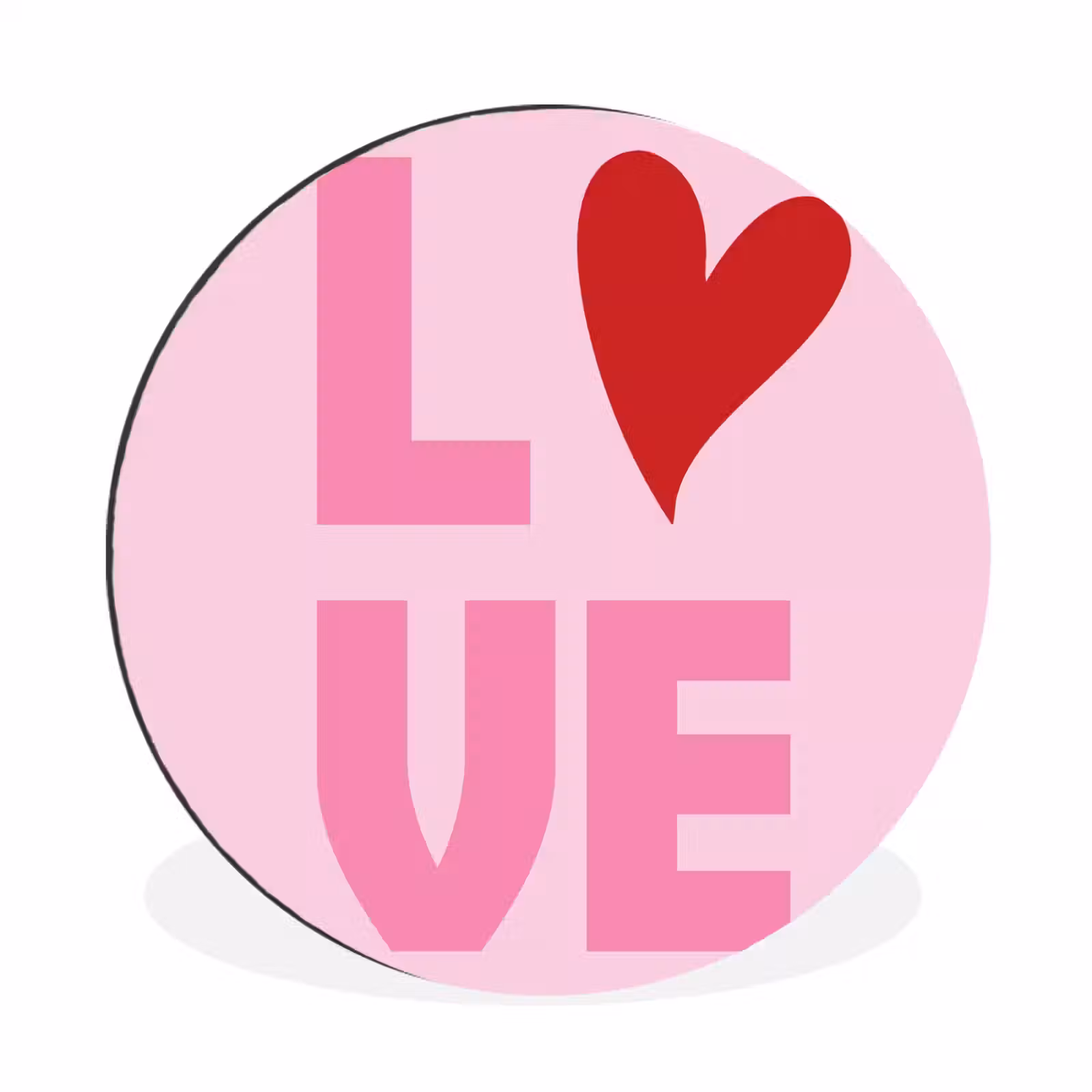 Wandcirkel - Aluminium - Love - Roze - Hart - Valentijn — 1