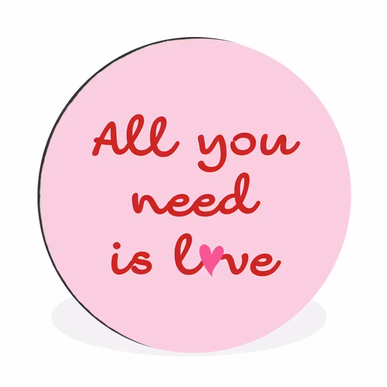Wandcirkel - Aluminium - Tekst - Roze - Love - Hart — 1