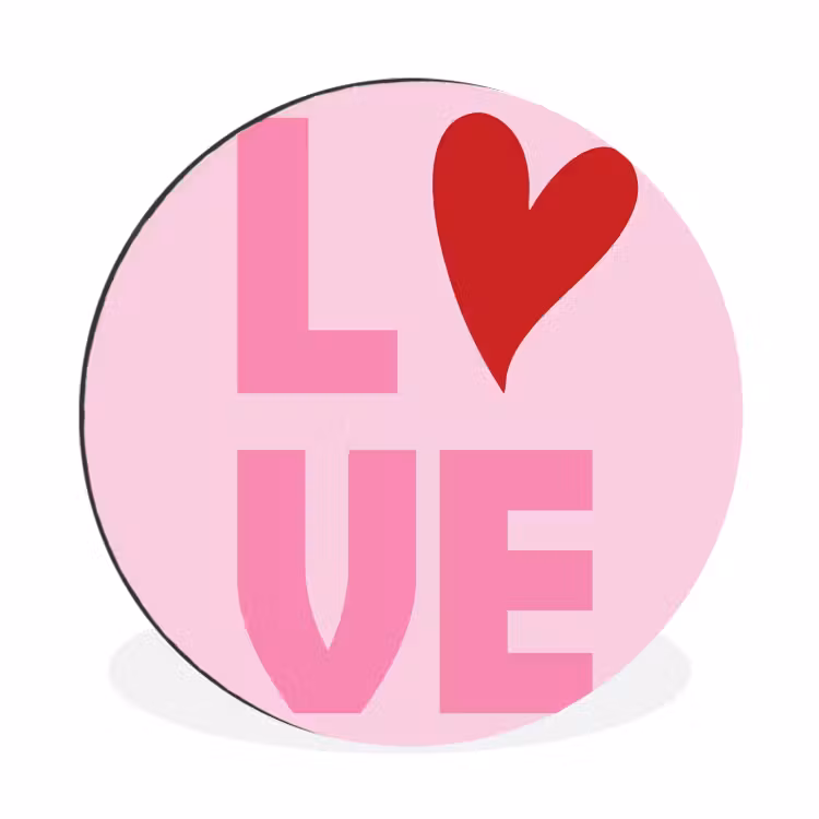 Wandcirkel - Aluminium - Love - Roze - Hart - Valentijn — 1