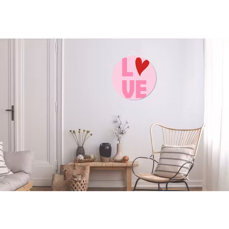 Wandcirkel - Aluminium - Love - Roze - Hart - Valentijn — 2