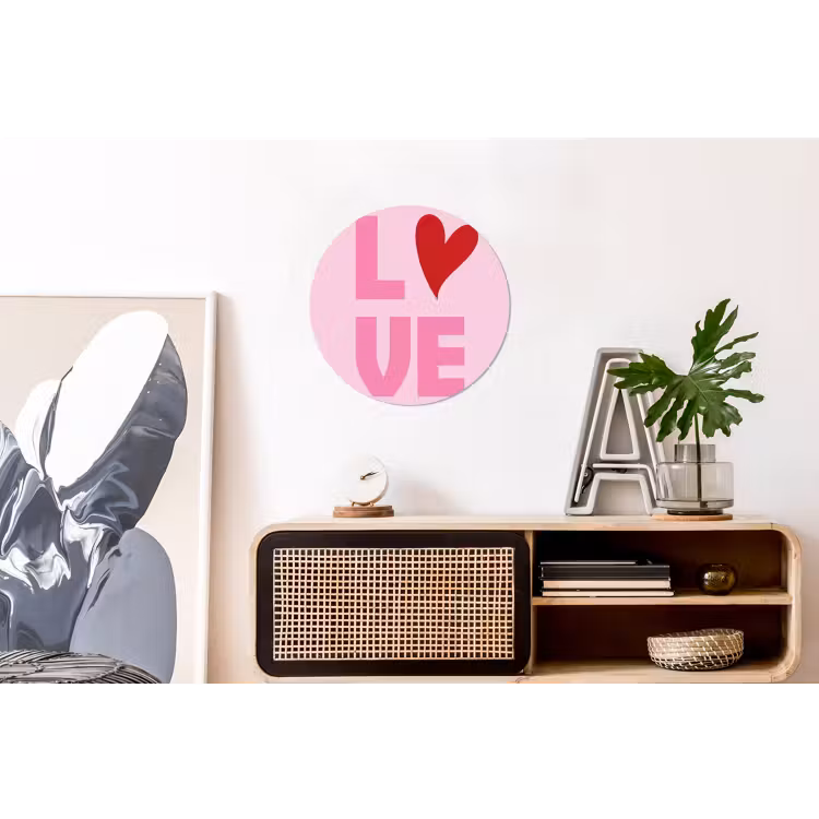 Wandcirkel - Aluminium - Love - Roze - Hart - Valentijn — 3