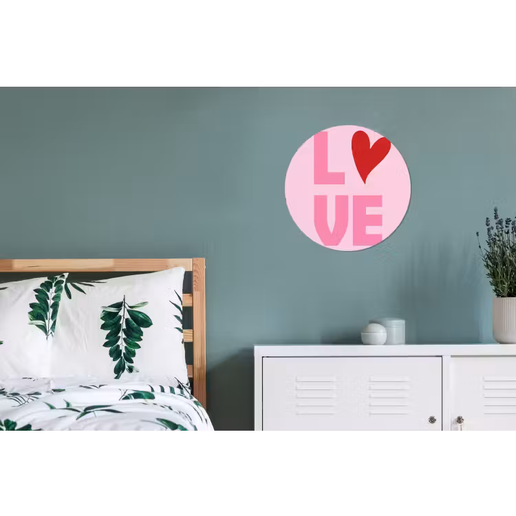 Wandcirkel - Aluminium - Love - Roze - Hart - Valentijn — 4