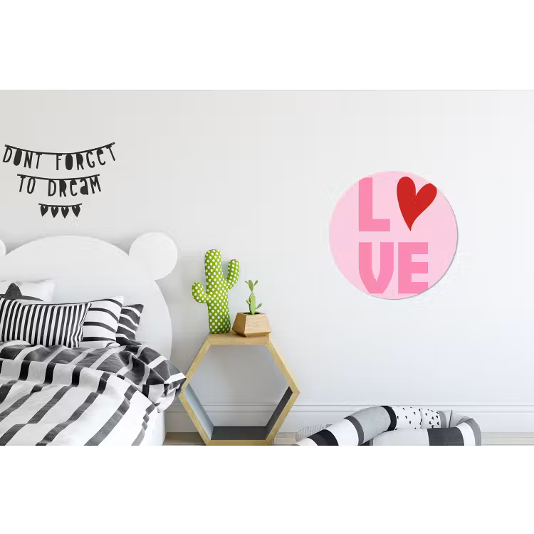 Wandcirkel - Aluminium - Love - Roze - Hart - Valentijn — 5