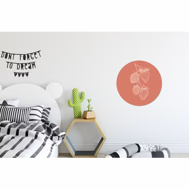 Wandcirkel - Aluminium - Minimalistisch - Illustratie - Aardbei - Tak — 5