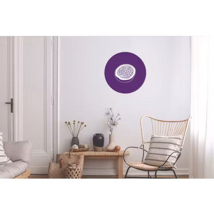 Wandcirkel - Aluminium - Passievrucht - Zaadjes - Paars - Minimalistisch — 2