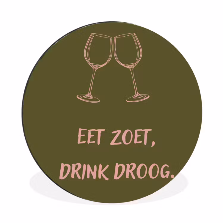 Wandcirkel - Aluminium - Roze - Groen - Wijn - Quote — 1