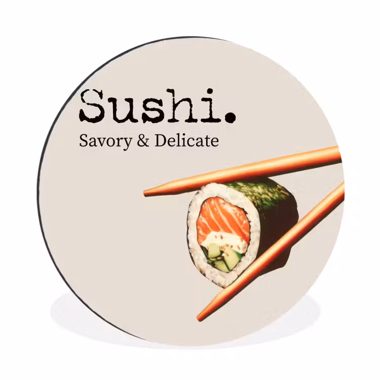 Wandcirkel - Aluminium - Sushi - Zalm - Rijst - Japans — 1