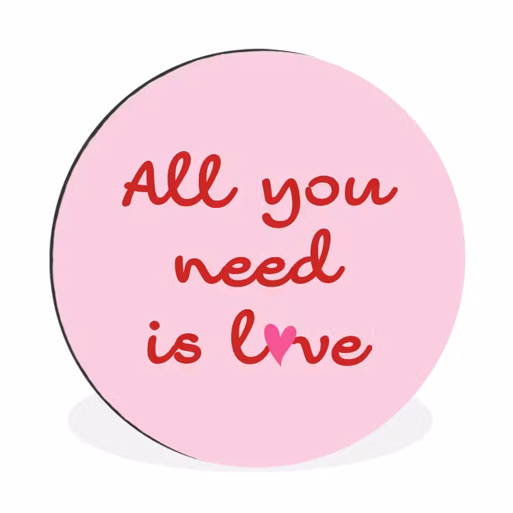 Wandcirkel - Aluminium - Tekst - Roze - Love - Hart — 1