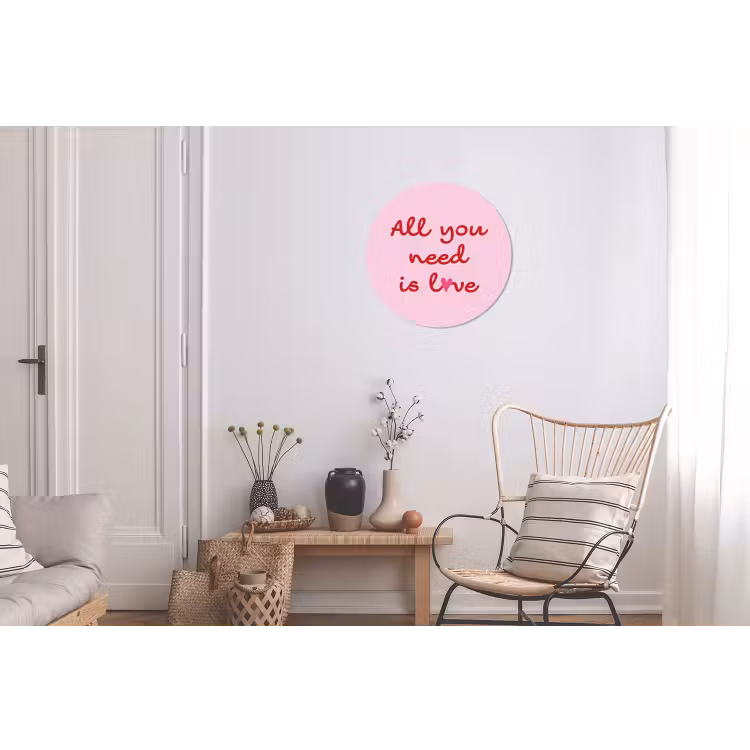 Wandcirkel - Aluminium - Tekst - Roze - Love - Hart — 2